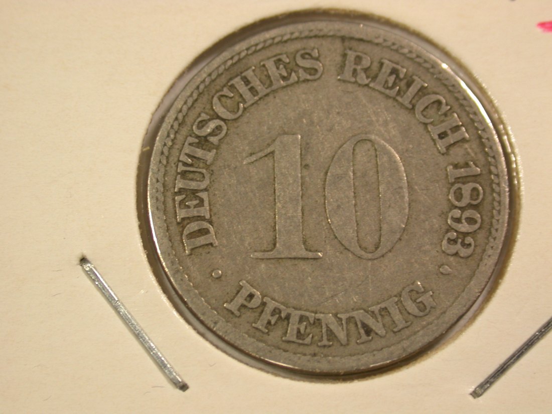 B04 KR 10 Pfennig 1893 F in ss/f.ss Orginalbilder