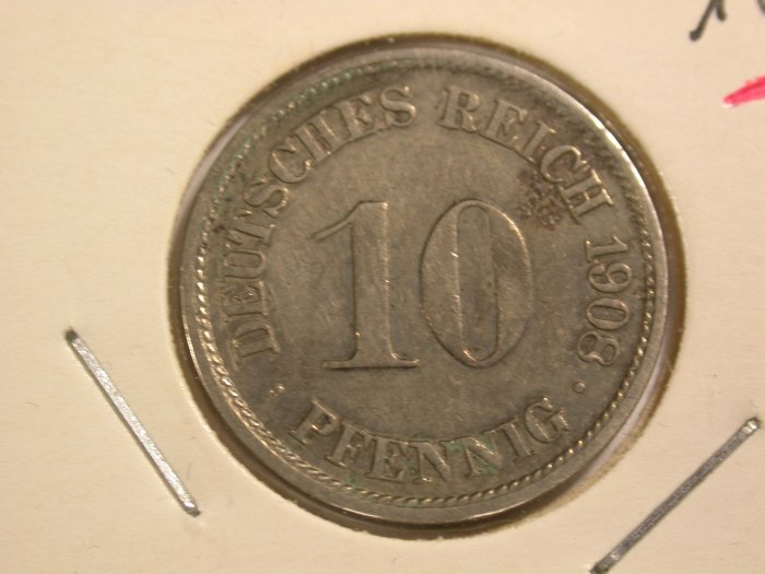  B04 KR  10 Pfennig 1908 F in ss+   Orginalbilder   