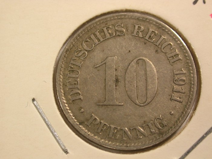 B04 KR 10 Pfennig 1911 D in ss+/ss-vz Orginalbilder