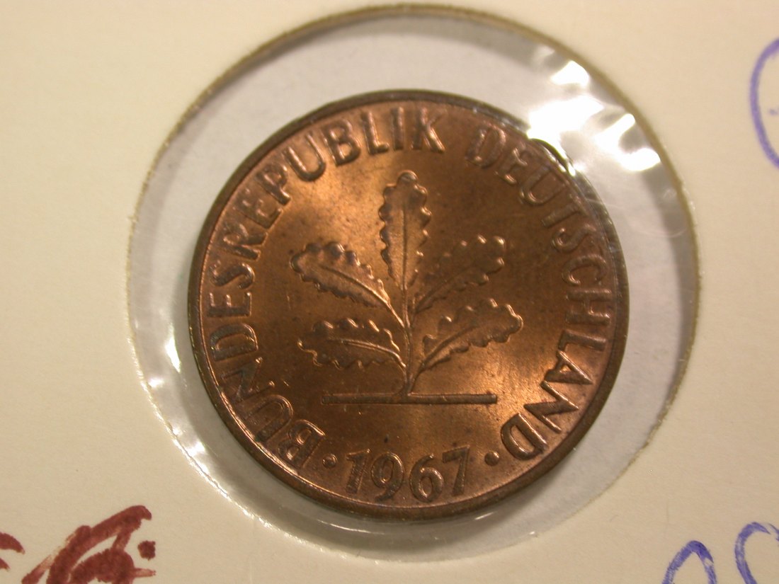  B04 BRD  2 Pfennig  1967 F in ST fein !!  Orginalbilder   