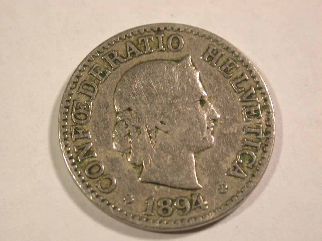B05 Schweiz 10 Rappen 1894 in geputzt schön+ Orginalbilder