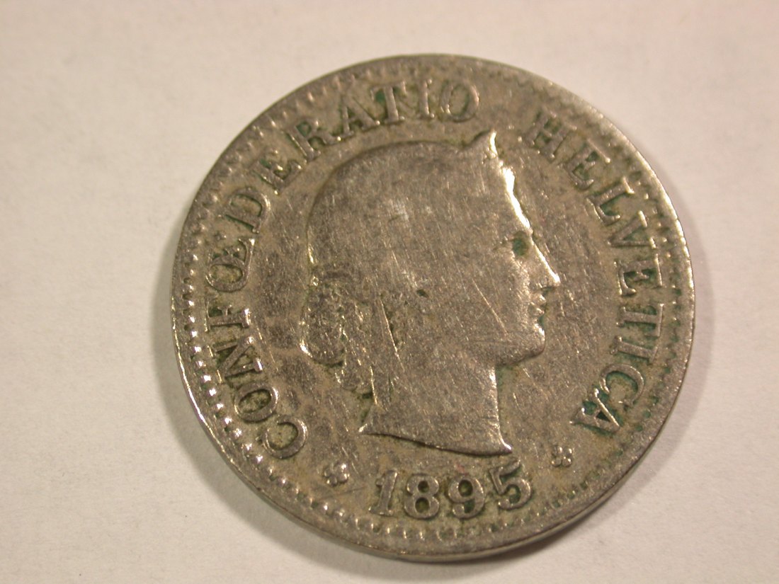 B05 Schweiz 10 Rappen 1895 in geputzt schön+ Orginalbilder