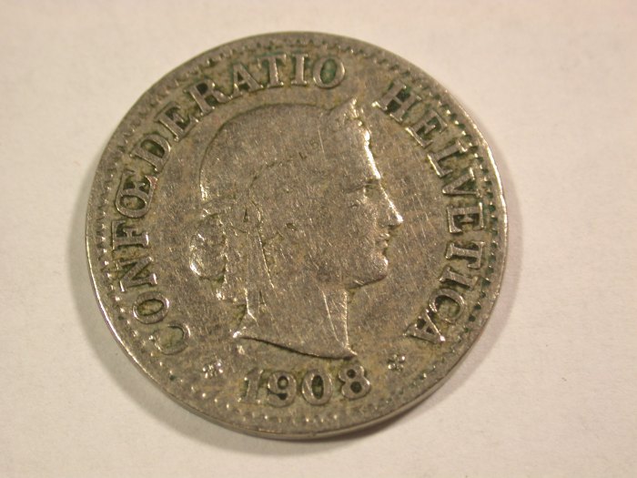 B05 Schweiz 10 Rappen 1908 in schön+ Orginalbilder