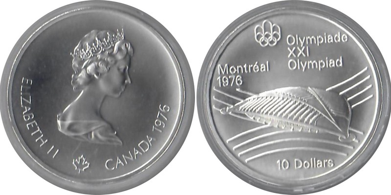  Kanada  10 Dollar  1976  FM-Frankfurt Feingewicht: 44,96g  Silber  stempelglanz   