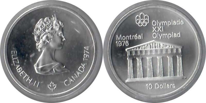  Kanada  10 Dollar  1974  FM-Frankfurt Feingewicht: 44,96g  Silber  stempelglanz   