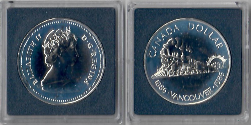  Kanada  1 Dollar  1986  FM-Frankfurt  Feingewicht: 11,66g Silber  st(angelaufen)   