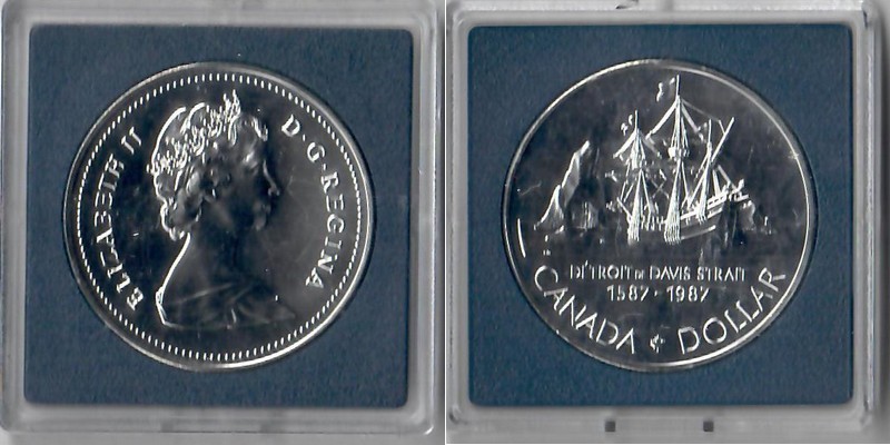 Kanada  1 Dollar 1987  FM-Frankfurt  Feingewicht: 11,67g Silber  vorzüglich   