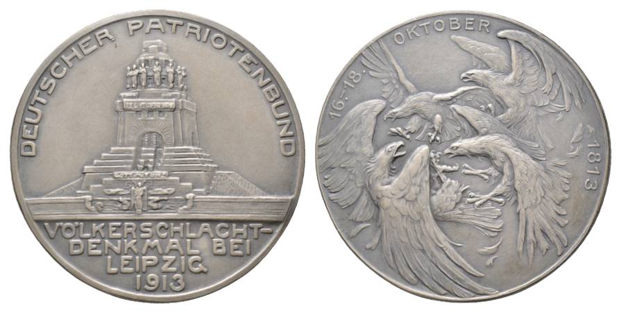  Leipzig, versilberte Bronzemedaille 1913, Ø 45,00 mm; 32,81 g, in orig. Etui   