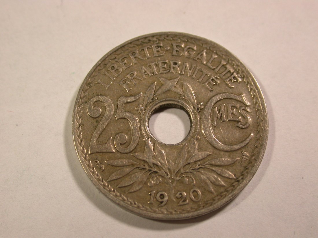 B06 Frankreich 25 Centimes 1920 Lindauer in ss+ Orginalbilder