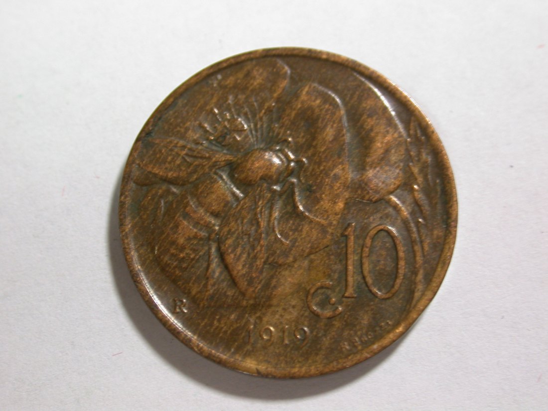 B06 Italien 10 Centesimi 1919 in ss-vz Orginalbilder
