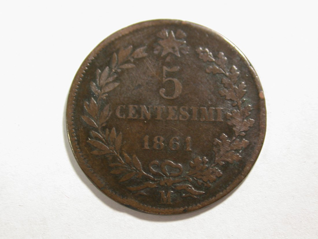  B06 Italien  5 Centesimi 1861 in fast ss  Orginalbilder   