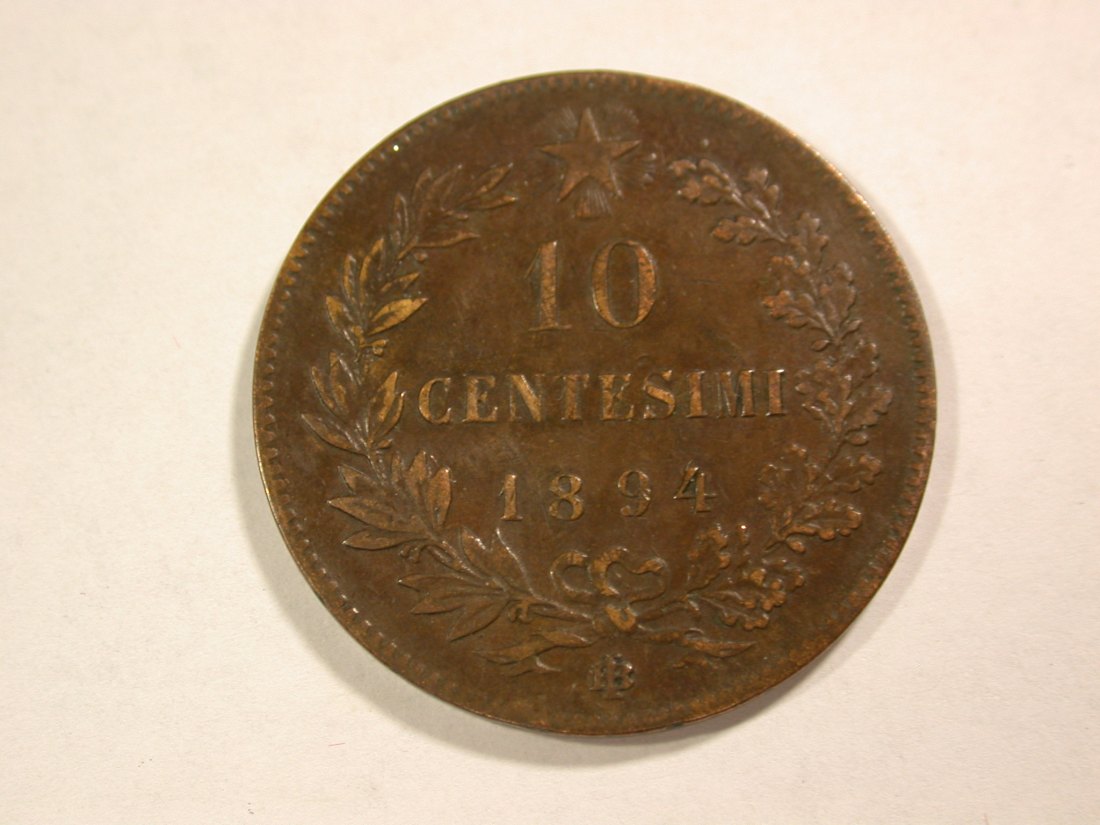 B06 Italien 10 Centesimi 1894 in ss+ Orginalbilder