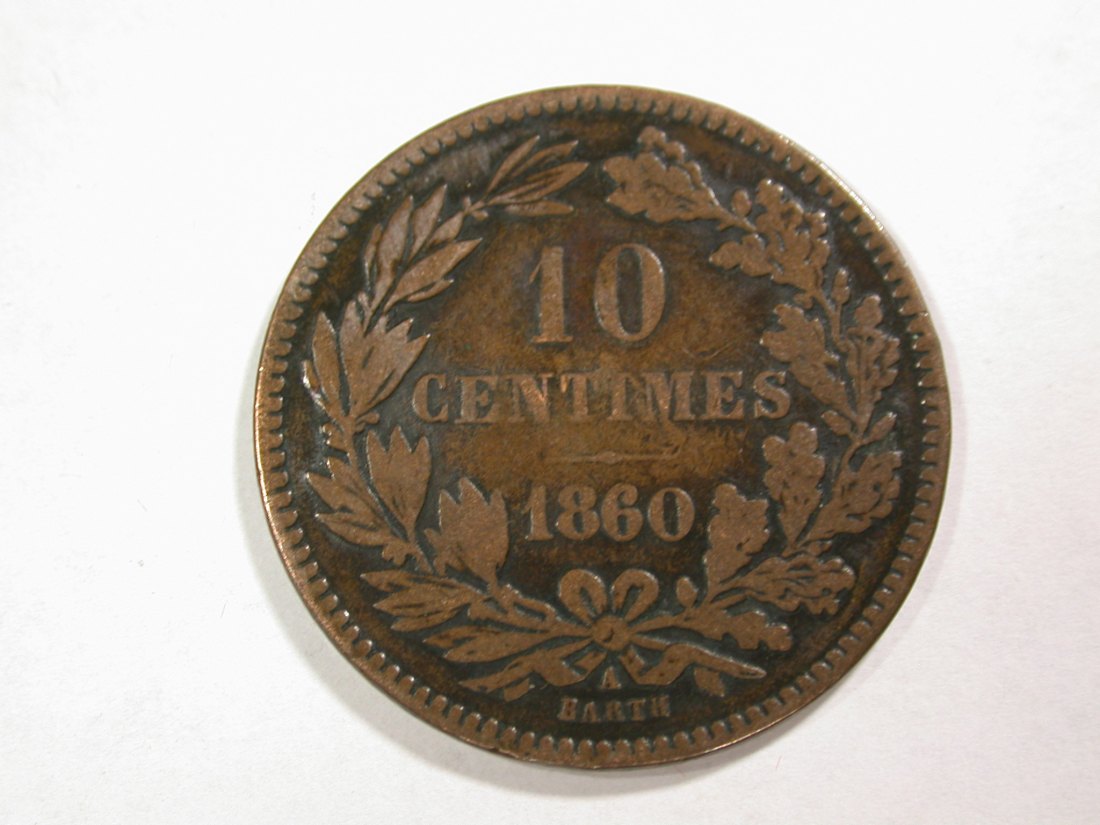 B06 Luxemburg 10 Centimes 1860 in ss/ss+ Orginalbilder