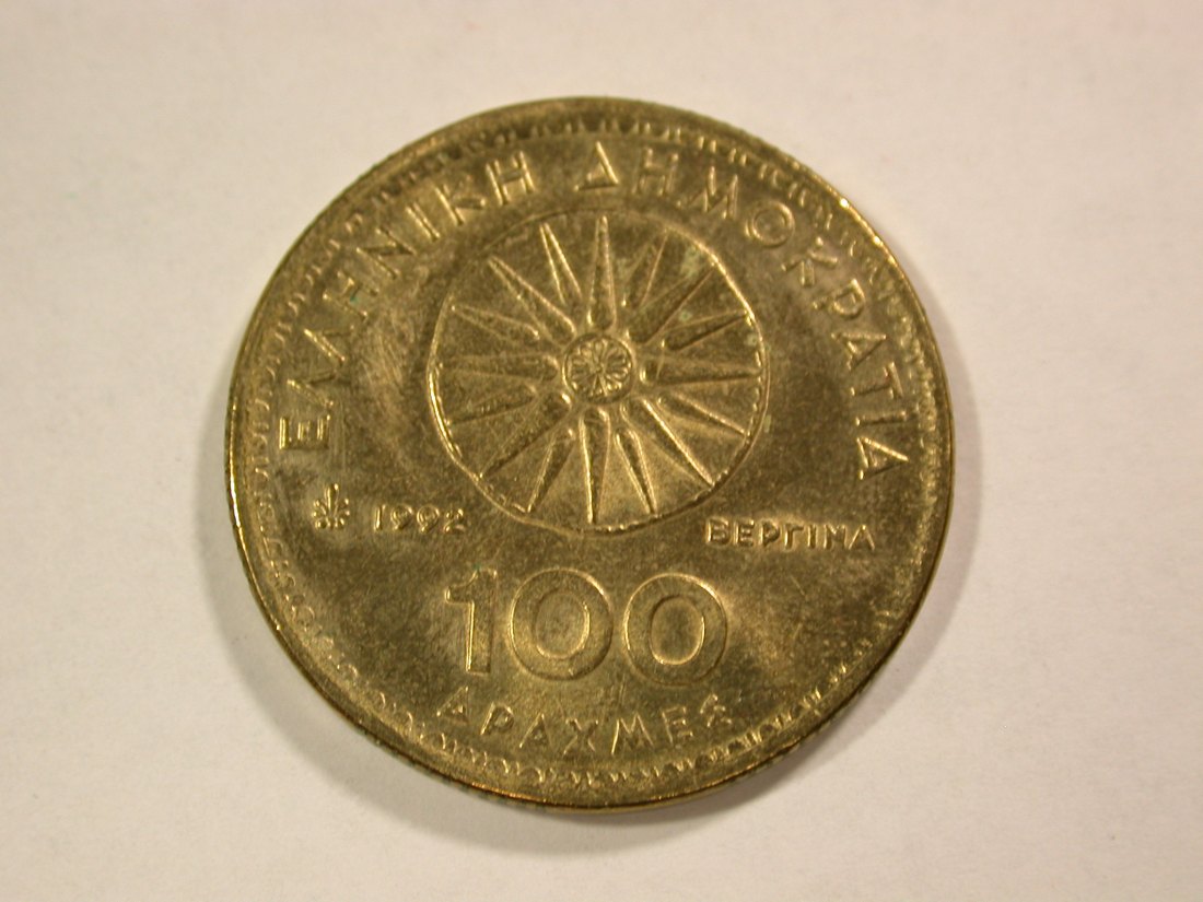 B06 Griechenland 100 Drachmen 1992 in vz-st/f.st Orginalbilder