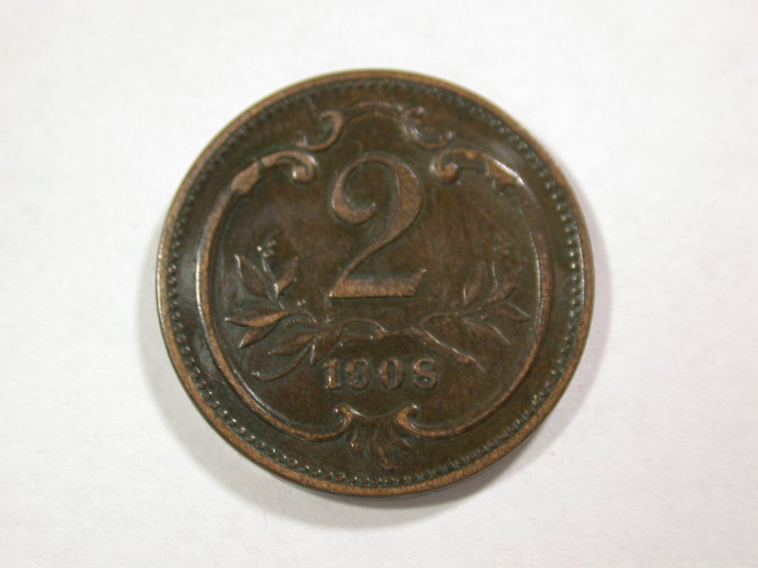 B06 Österreich 2 Heller 1908 in f.vz Originalbilder
