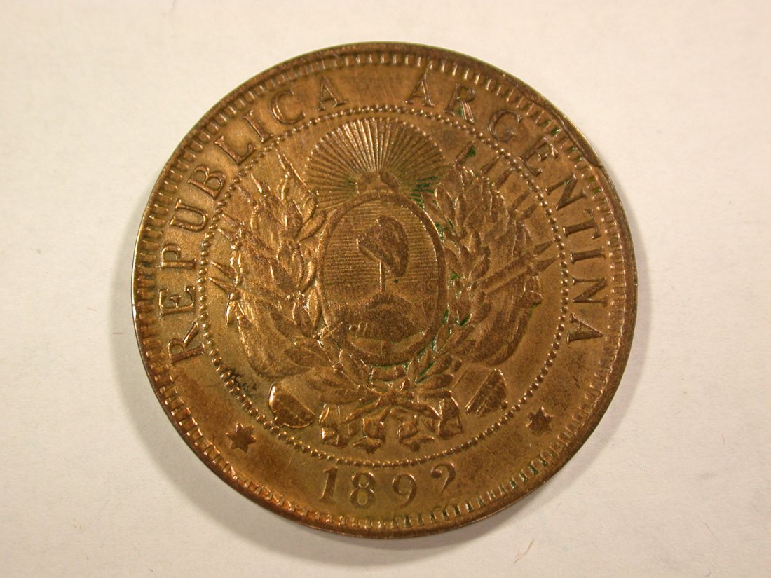  B06 Argentinien 2 Centavos 1892 in ss+   Originalbilder   