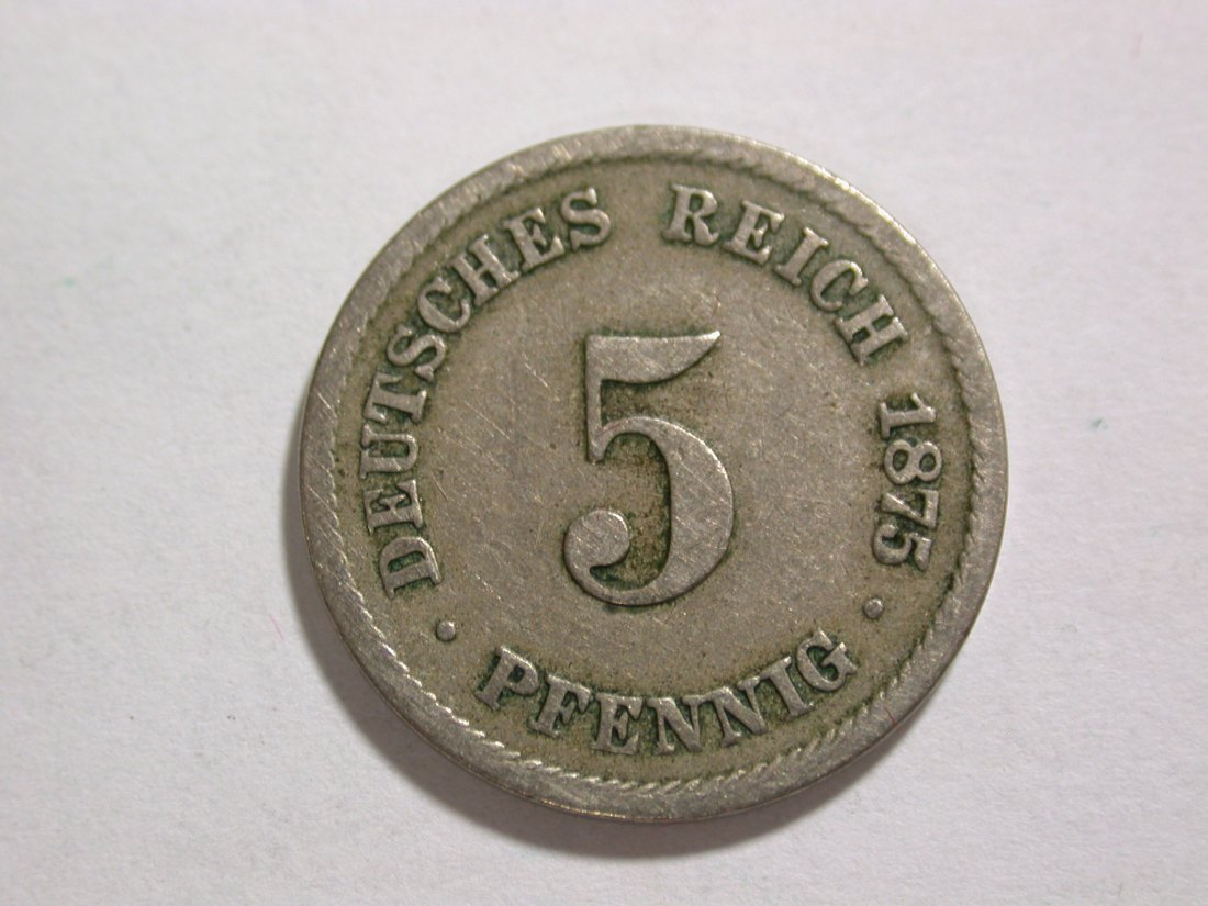 B06 KR 5 Pfennig 1875 B in s-ss Originalbilder