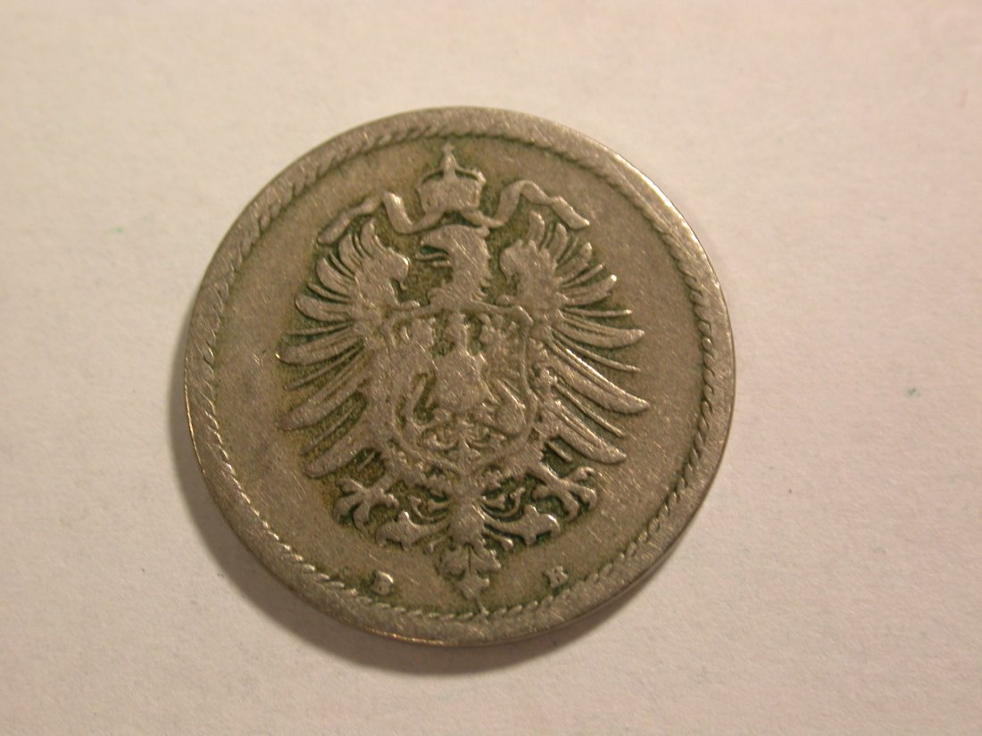  B06 KR  5 Pfennig 1875 B in s-ss  Originalbilder   