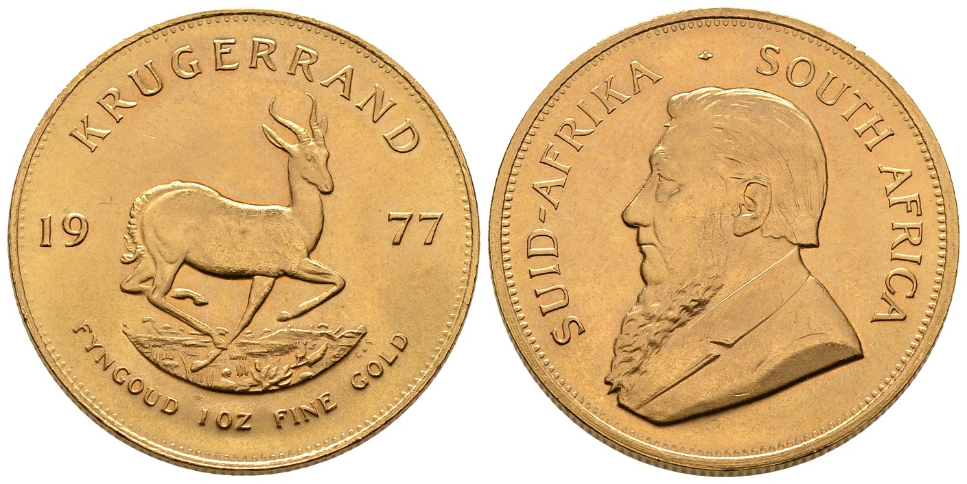 PEUS 7693 Süd-Afrika 31,1 g Feingold Krügerrand GOLD Unze 1977 Fast Stempelglanz