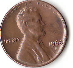 USA (C113)b. 1 Cent 1968 D siehe scan