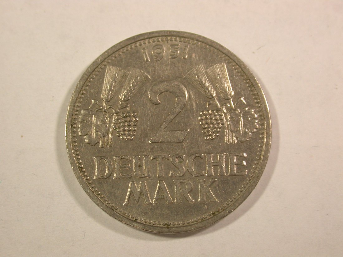 B07 BRD 2 Mark Ähren 1951 G in f.vz Originalbilder