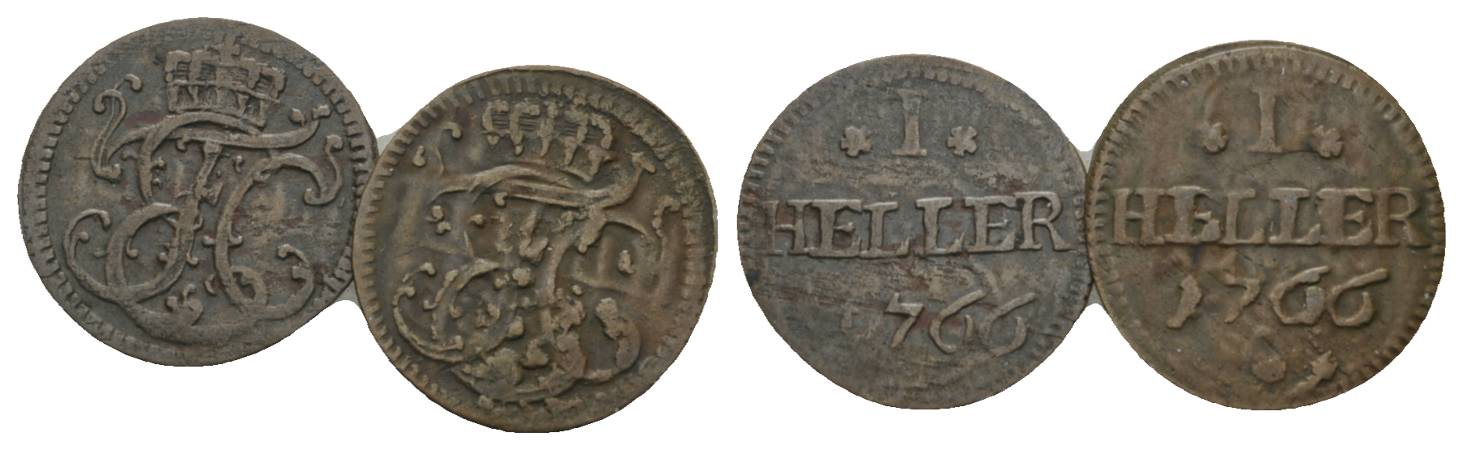  Altdeutschland, 2 Kleinmünzen (1766)   