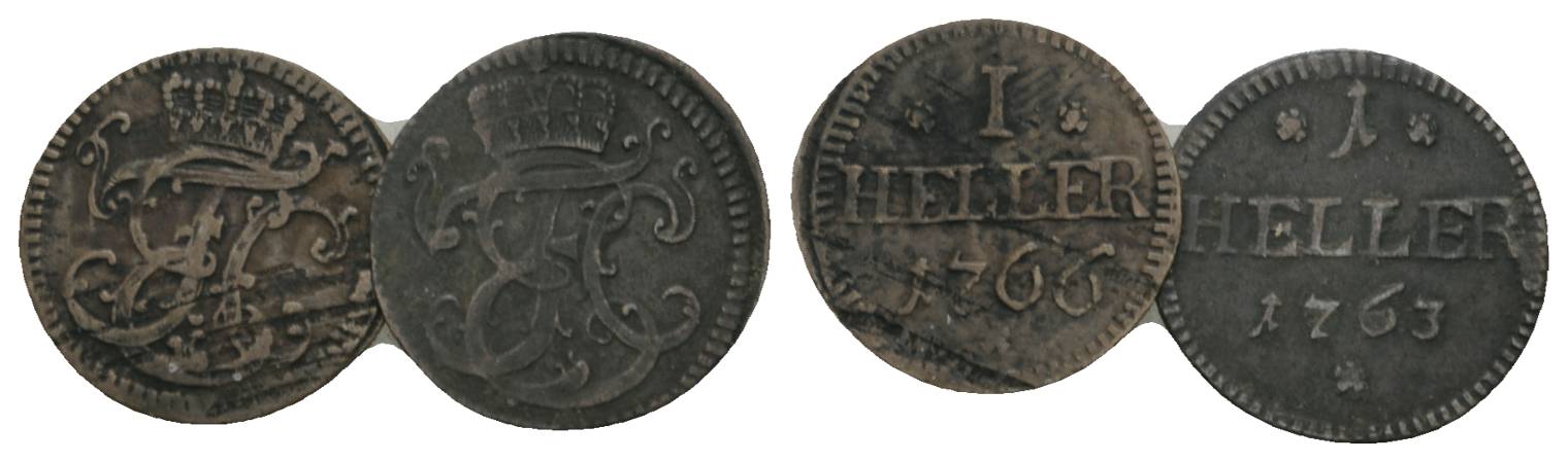  Altdeutschland, 2 Kleinmünzen (1766/1763)   