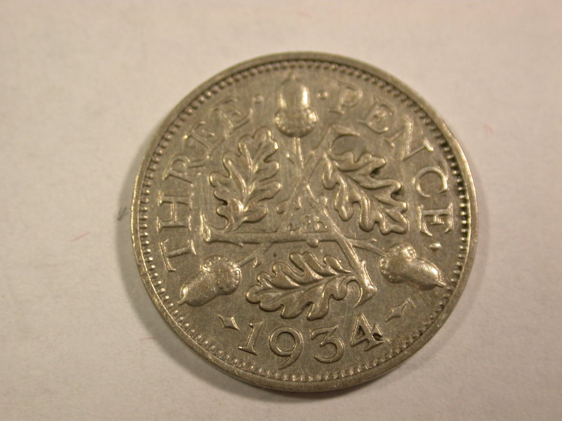 B08 Großbritannien 3 Pence 1934 in ss/ss+   Originalbilder   