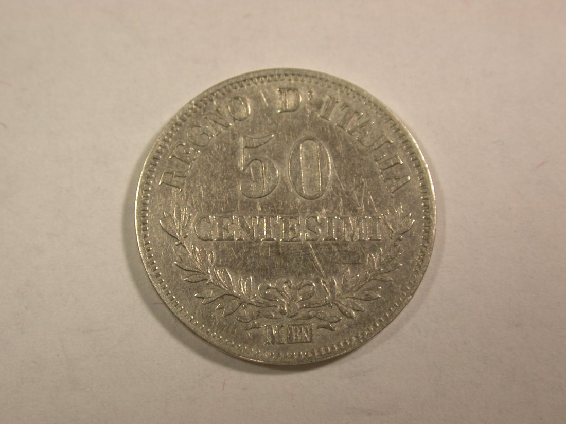  B08 Italien 50 Centesimi 1863 in ss+  Silber  Originalbilder   