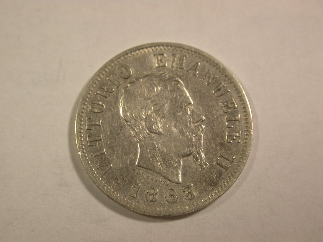  B08 Italien 50 Centesimi 1863 in ss+  Silber  Originalbilder   