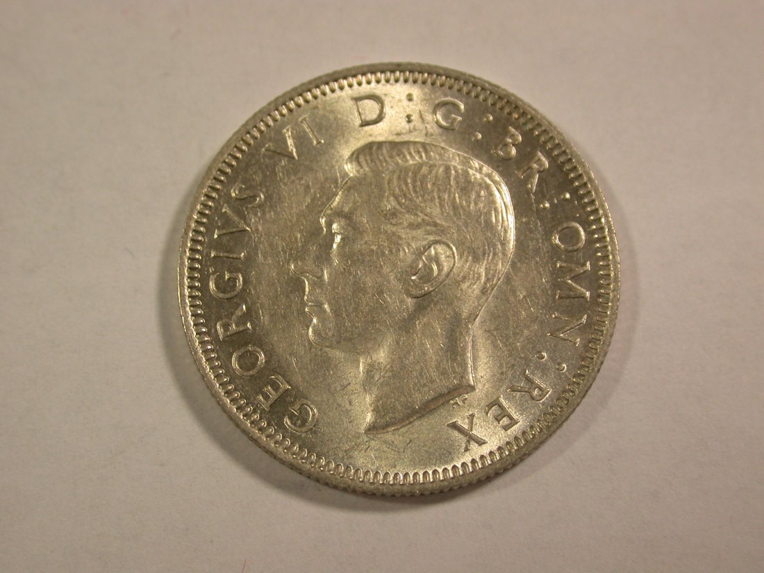  B08 Großbritannien 1 Shilling 1945 in f.st/ST  Silber  Originalbilder   