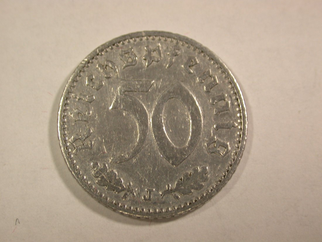 B08 3.Reich 50 Pfennig 1939 J in sehr schön Originalbilder