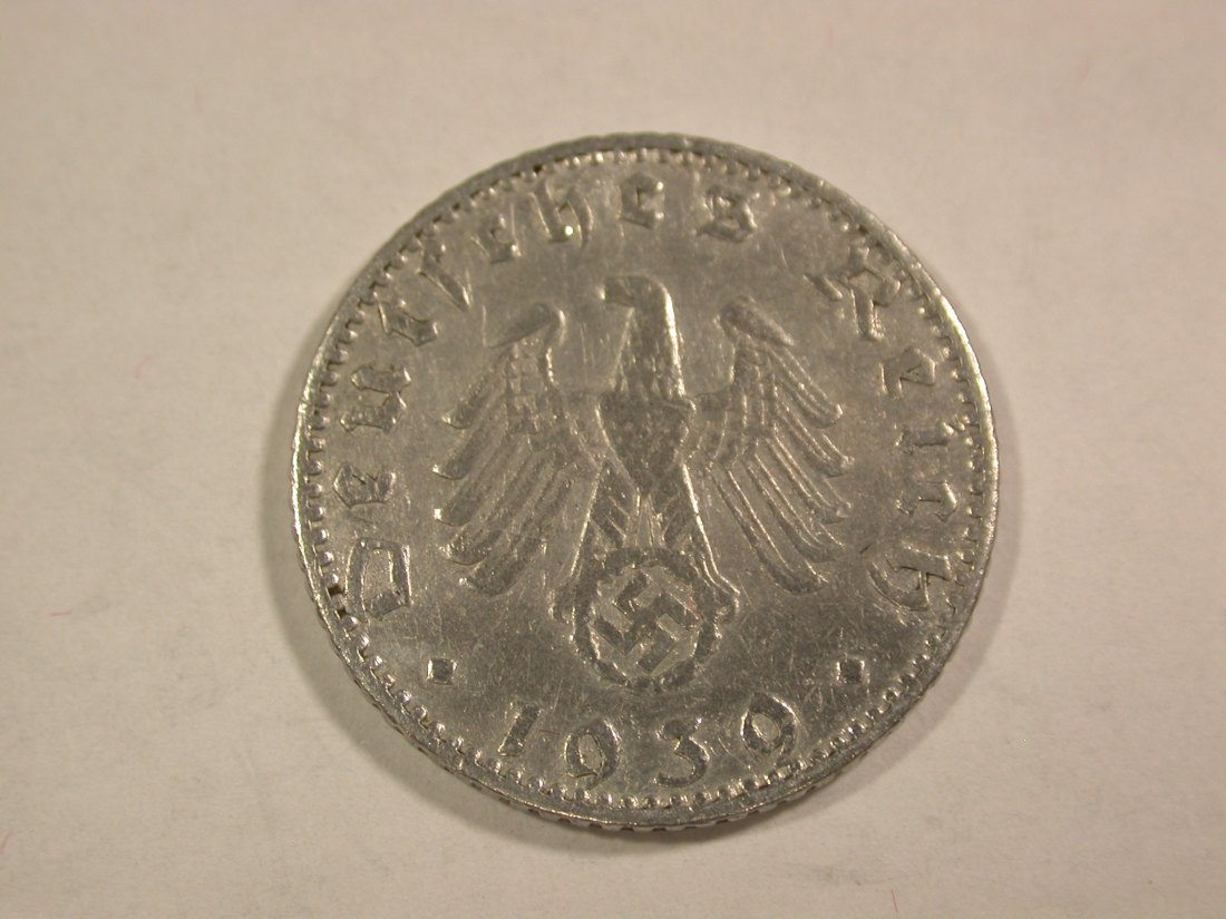 B08 3.Reich 50 Pfennig 1939 J in sehr schön   Originalbilder   