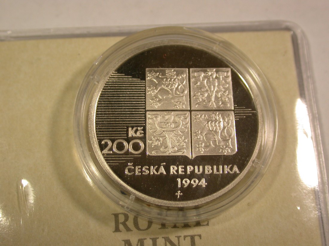  KMS Tschechien 200 KC D-Day 1994 in PP (Proof) mit Zertifikat der Münze  Originalbilder   