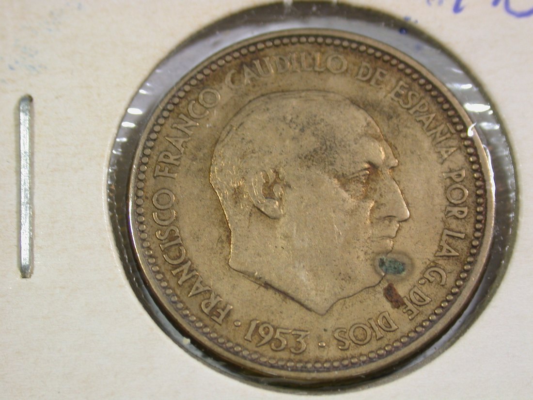 B41 Spanien 2,5 Pesetas 1953 (1956) in ss Originalbilder