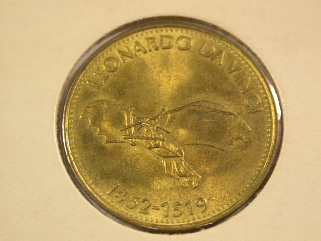B41 Leonardo da Vinci Shell Medaille in Stempelglanz Originalbilder