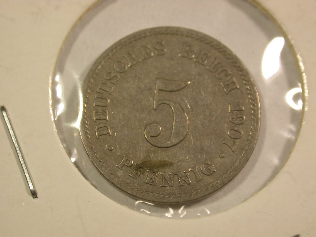 B41 KR 5 Pfennig 1907 J in ss Originalbilder