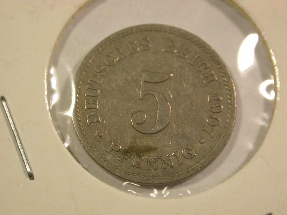  B41 KR 5 Pfennig 1907 J in ss  Originalbilder   