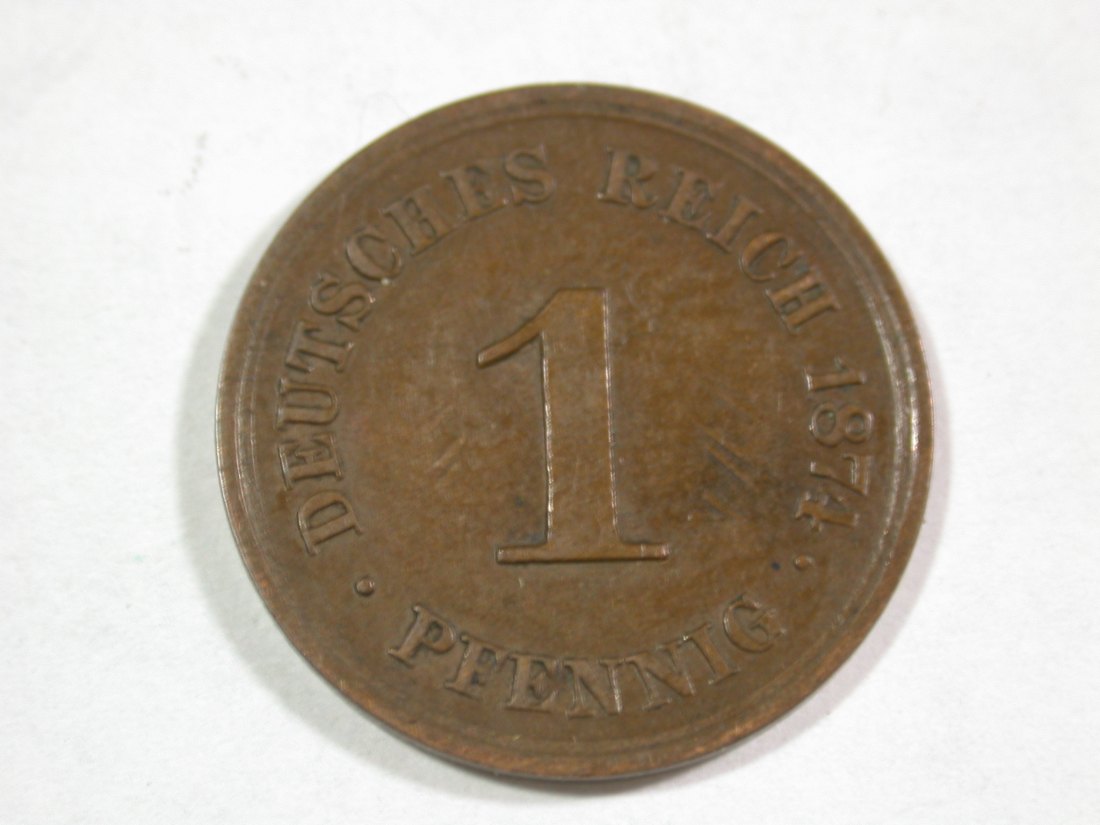  B41 KR 1 Pfennig 1874 D mit Lichtenrather Prägung   Originalbilder   