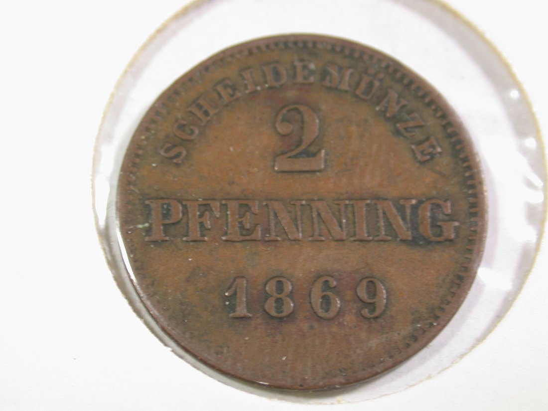 B41 Bayern 2 Pfennig 1869 in ss+ Originalbilder