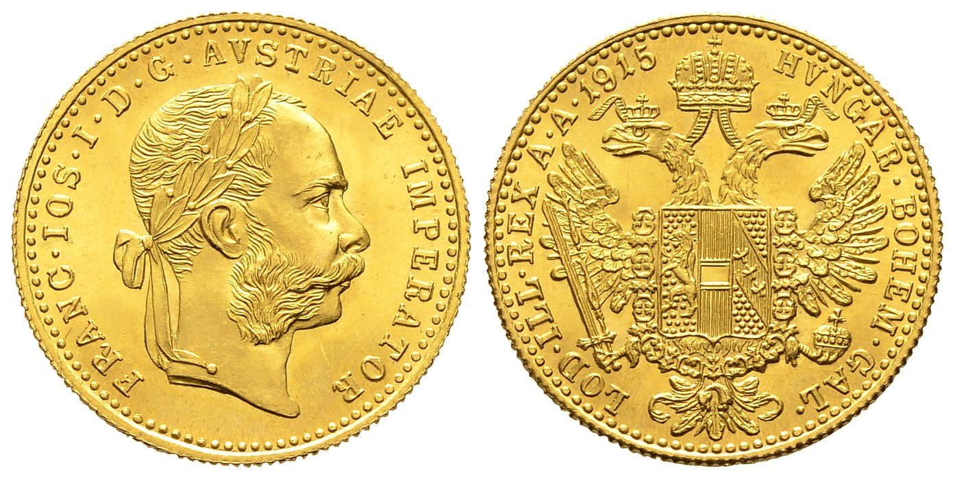 PEUS 7779 Österreich 3,44 g Feingold. Franz Joseph I. (1848 - 1916) 1 Dukat (off.NP) GOLD 1915 Stempelglanz