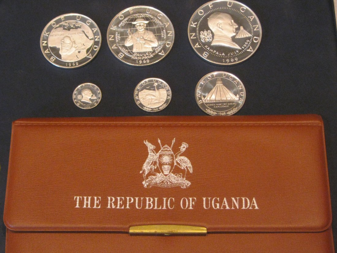 UGANDA 1969 PROOF SERIE FOR POPE PAUL VI VISIT.GRADE-PLEASE SEE PHOTOS.