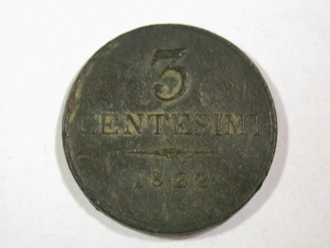 B09 Italien Lombartei Venetien 3 Centesimi 1822 V in ss Originalbilder