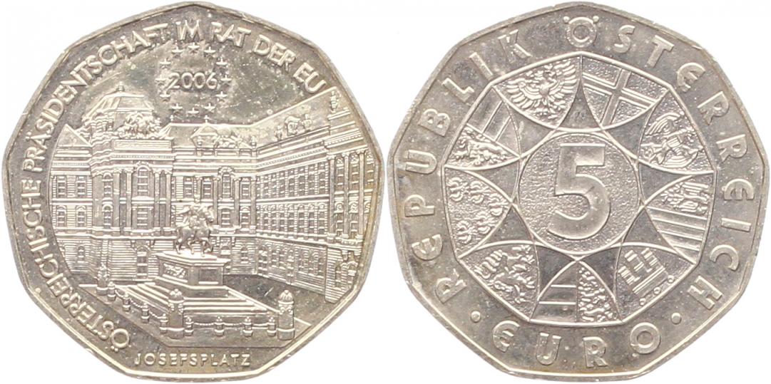  7359 Österreich 5 Euro Silber 2006 EU Rats Präsidentschaft   