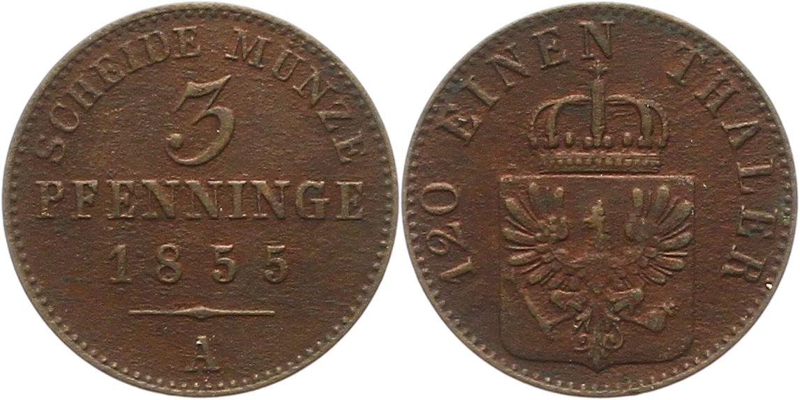 7455 Preußen 3  Pfennig 1855 A   