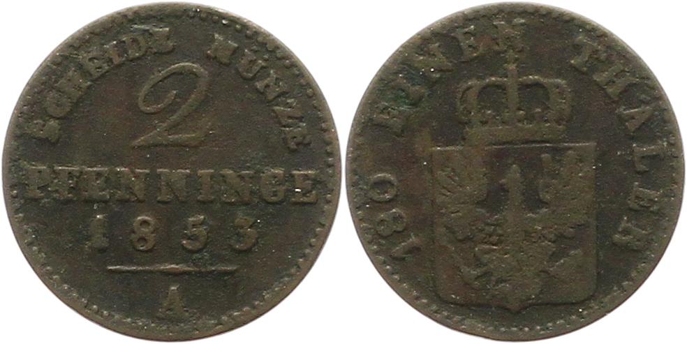  7460 Preußen 2 Pfennig 1853 A   