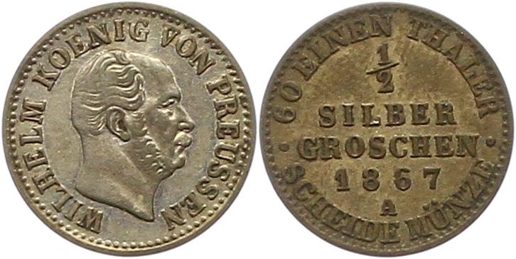  7483 Preußen 1/2 Silbergroschen 1867 A   