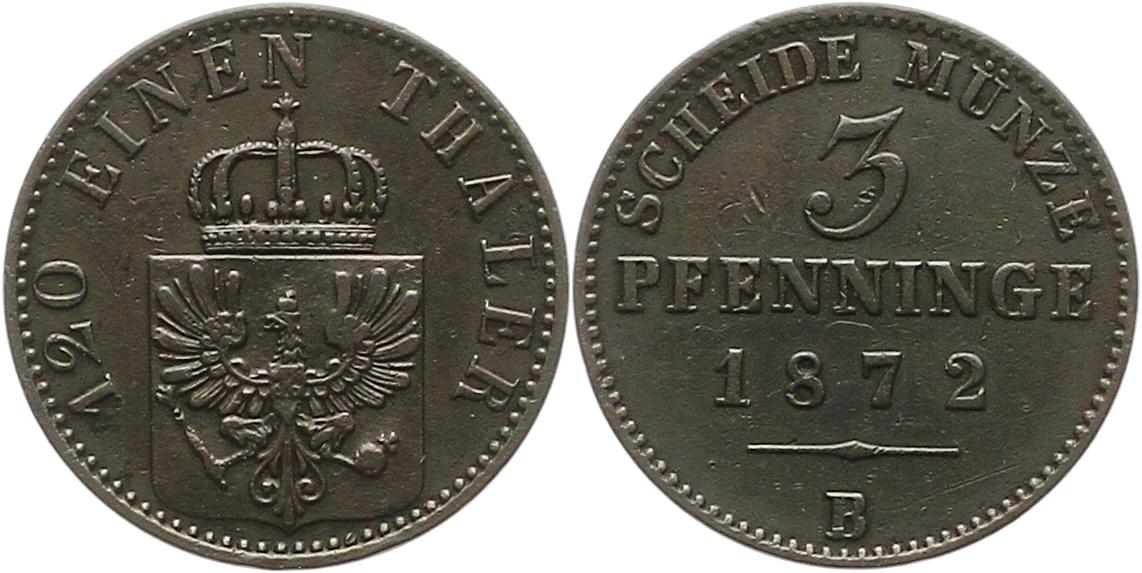  7495 Preußen 3 Pfennig 1872 B   