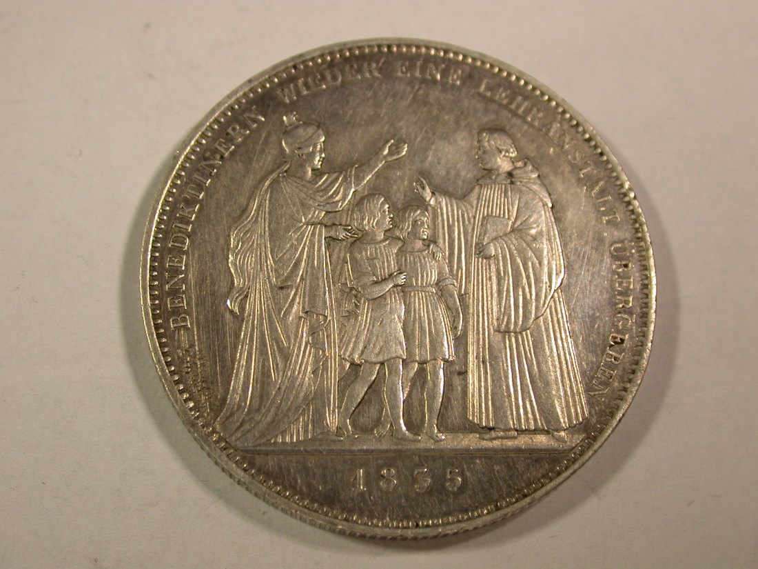 B42 Bayern Taler 1835 Benediktiner Lehranstalt in vz-st aus EA, Randfehler Originalbilder