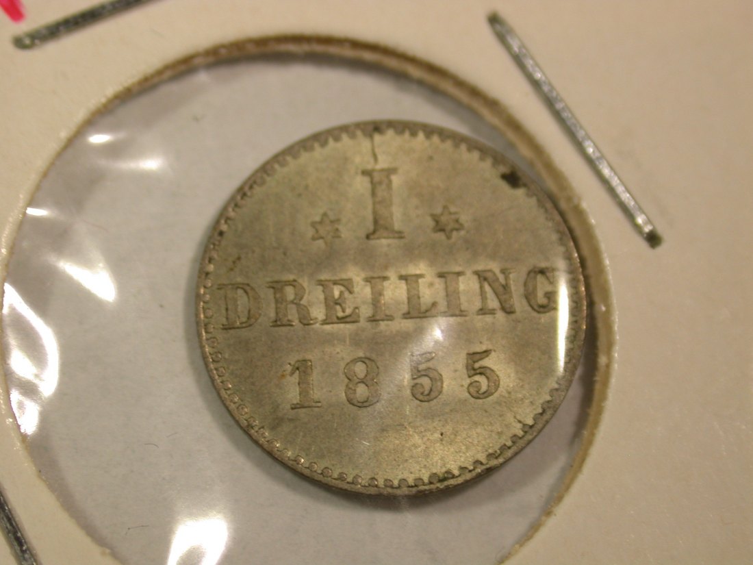 B42 Hamburg 1 Dreiling 1855 in ST !! Originalbilder